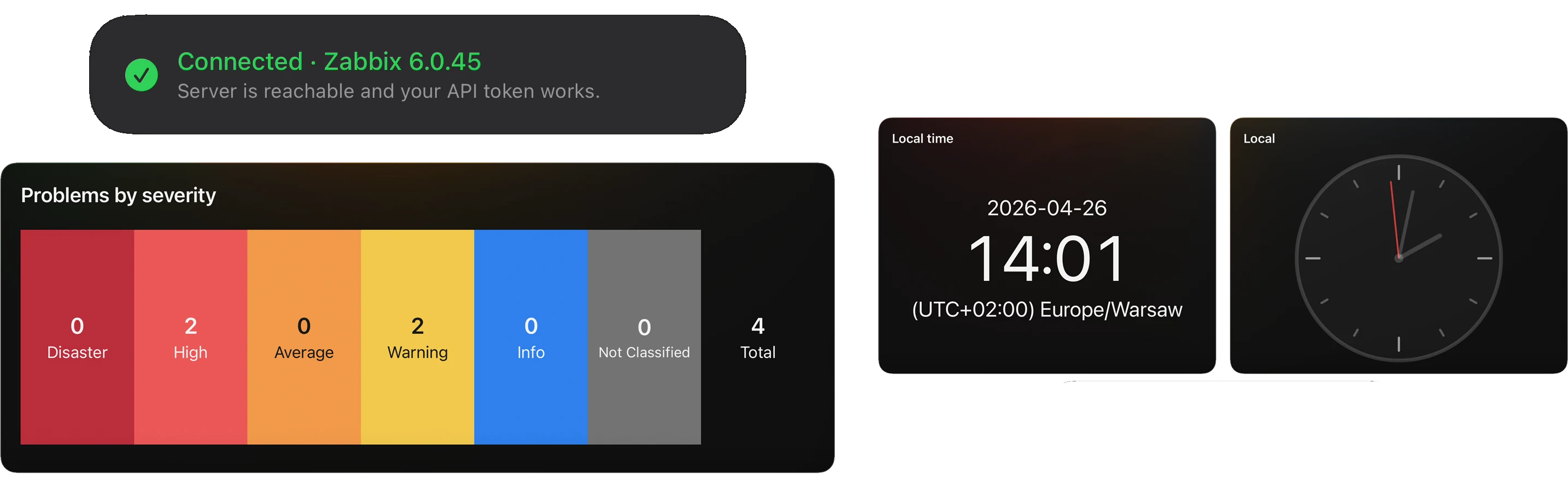 TriggerDeck dashboard reader showing native 0.9.3 widget cards