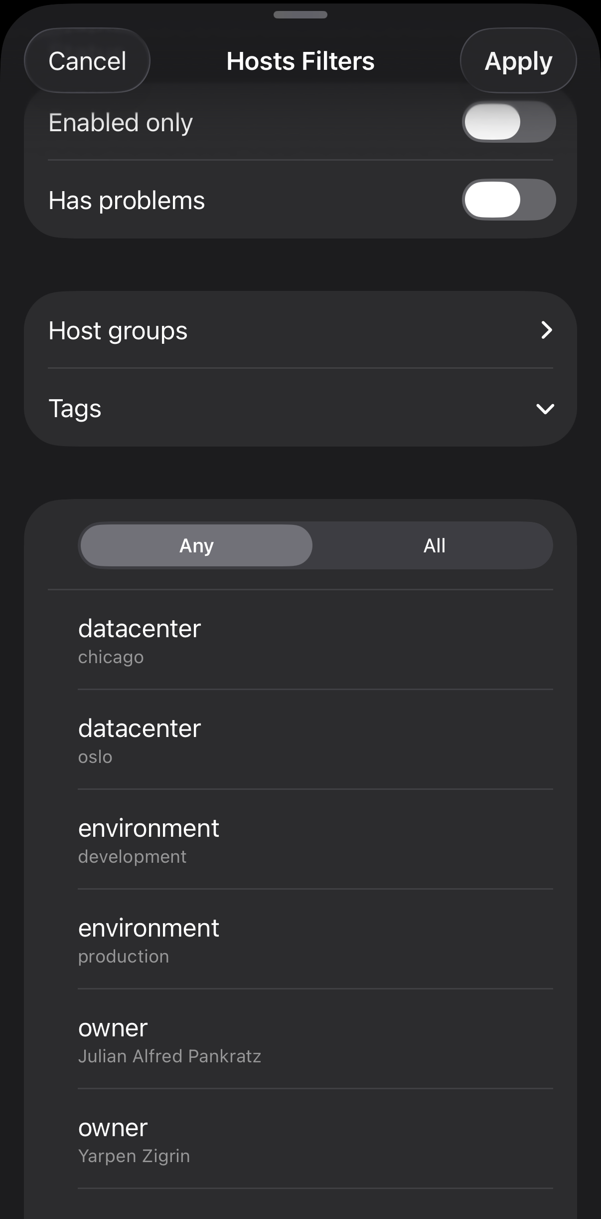 TriggerDeck Hosts tag filters
