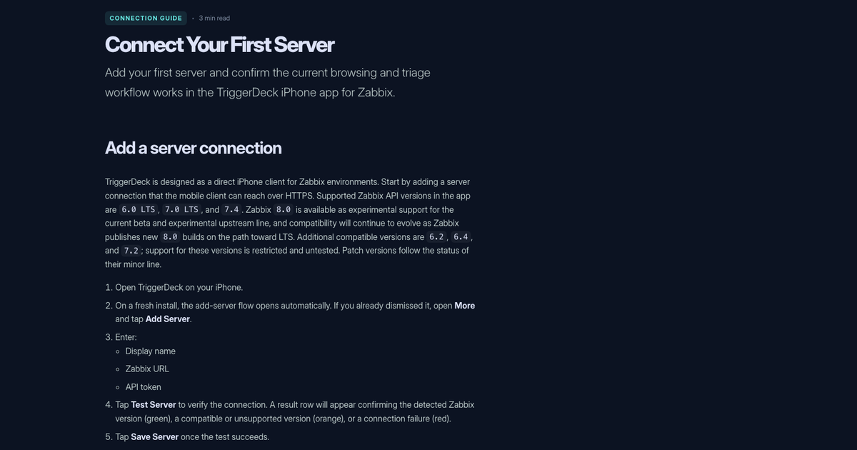 Connect Your First Server | Zabbix iPhone Client Setup