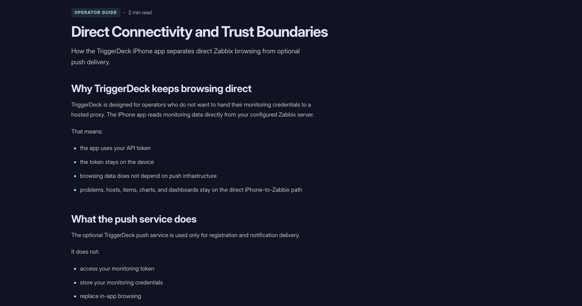 Direct Connectivity | Zabbix iOS Client Trust Boundaries